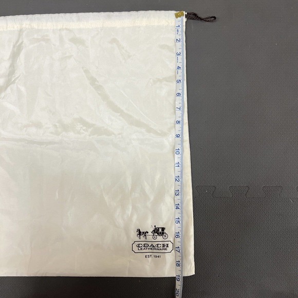 COACH Protective Dust Bag Dustbag Cover Ivory Sateen Brown Drawstring 23 x 19 FS - Picture 4 of 6
